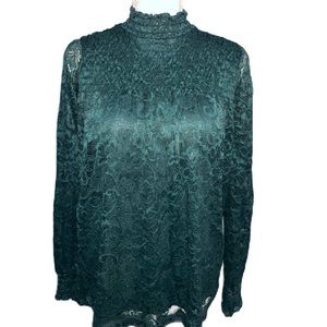 SOLD • Cable & Gauge Green Lace Long Sleeve Top Size Small